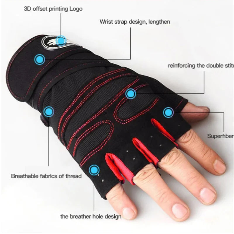 Fitness Half Finger Gloves w Wrist Guard