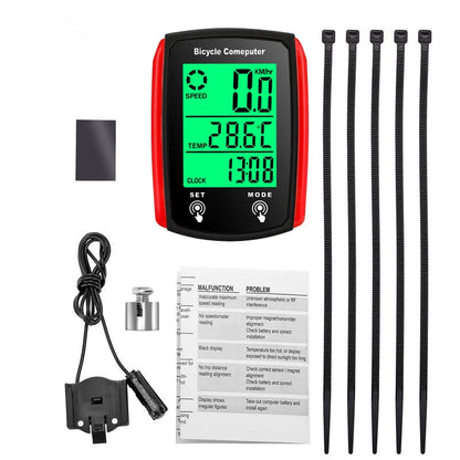 Bicycle LCD Wired Cycling Speed Odometer English Waterproof