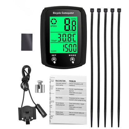 Bicycle LCD Wired Cycling Speed Odometer English Waterproof