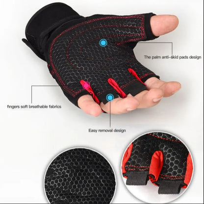 Fitness Half Finger Gloves w Wrist Guard