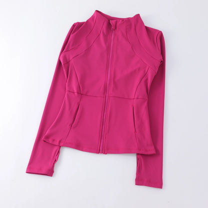 High elastic long sleeve stand-up collar tops